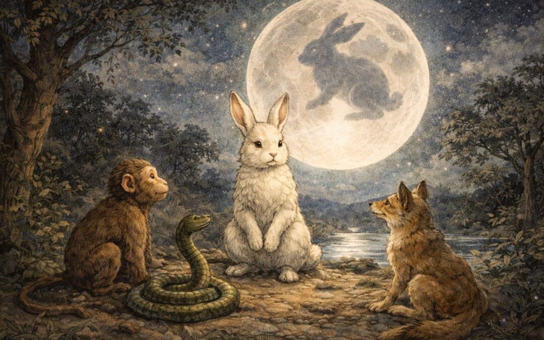 Sasánkászana – Hogyan került a nyúl a Holdra?