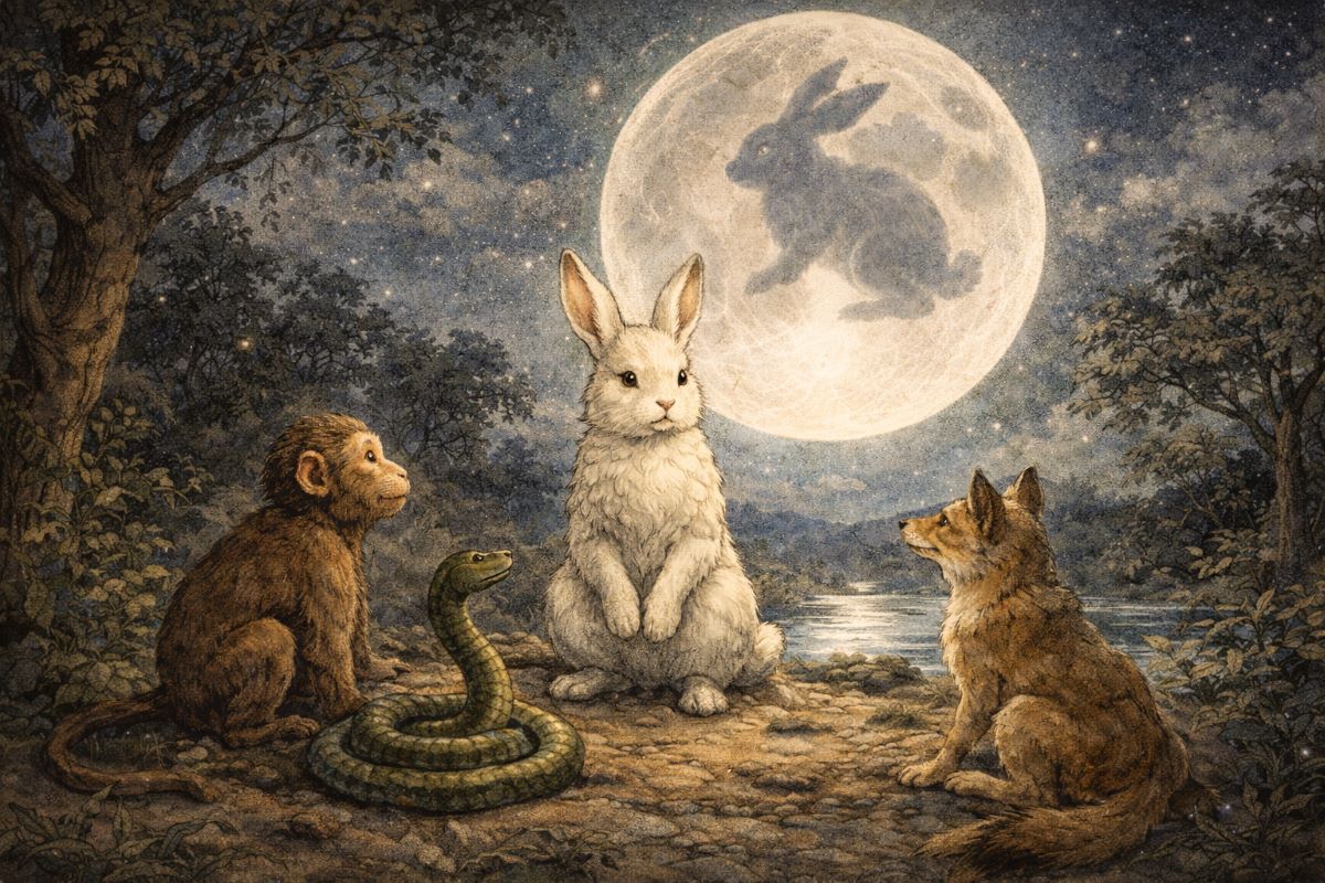 Sasánkászana – Hogyan került a nyúl a Holdra?